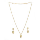 Gold Toned Alloy Heart & Feather Pendant Necklace Set Combo for Women & Girls