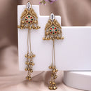Gold Plated Ethnic Antique Finish Long Chain Kashmiri Earrings