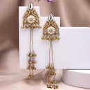 Gold Plated Ethnic Antique Finish Long Chain Kashmiri Earrings