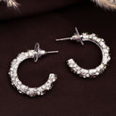 Gold Plated White AD Stone Western Hoop Earrings For Women