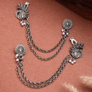 Oxidised Double Layer Peacock Shape Contemporary Ear Cuff Earrings