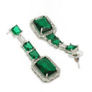 Rhodium Plated Emerald Cut AD Green Contemporary Necklace Jewellery Set