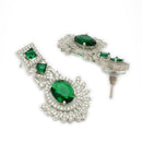 Silver Plated Elegant Teardrop AD Stones & Rhodium Toned American Diamonds Necklace Set