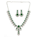 Silver Plated Elegant Teardrop AD Stones & Rhodium Toned American Diamonds Necklace Set