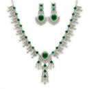 Silver Plated Elegant Teardrop AD Stones & Rhodium Toned American Diamonds Necklace Set