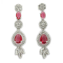 Silver Plated Brass AD Teardrop Halo Necklace & Earrings Rhodium Finish Jewellery Set
