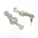 Premium Silver Plated Statement with American Diamond Teardrop & Floral Design Rhodium Jewelry Necklace Set