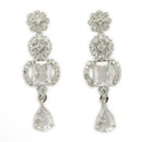 Premium Silver Plated Statement with American Diamond Teardrop & Floral Design Rhodium Jewelry Necklace Set