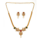 Gold Plated Stylish American Diamond Necklace Set For Woman