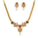 Gold Plated Stylish American Diamond Necklace Set For Woman