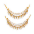 Multicolor Pearl Gold Plated Multilayer Ethnic Ear Chain Earrings