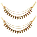 Gold Plated Multicolor Pearl Star Ethnic Ear Chain Earrings