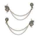 Oxidised Double Layer Peacock Shape Contemporary Ear Cuff Earrings