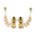 Ethnic Kashmiri Traditional Gold Plated Pearl Green Stone Earrings