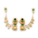 Ethnic Kashmiri Traditional Gold Plated Pearl Green Stone Earrings