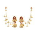 Gold Plated Traditional Ethnic Red Pearl Stone Kashmiri Earrings