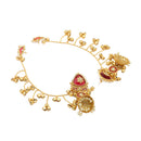Gold Plated Traditional Ethnic Red Pearl Stone Kashmiri Earrings
