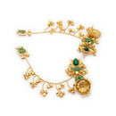 Ethnic Kashmiri Traditional Gold Plated Pearl Green Stone Earrings