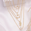 Gold Plated Gold Toned Pearl Necklace Infinity Butterfly Pendant Set