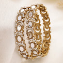 Gold Plated Gold Toned Mirror & Cubic Zirconia Studded Bangles Set Of 2