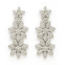 Rhodium Plated Silver Toned Floral Shaped White American Diamond Studded Jewellery Set