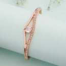 Rose Gold Plated Classic White Cubic Zirconia Studded Cuff Bracelet
