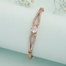 Rose Gold Plated Classic White American Diamond Studded Cuff Bracelet
