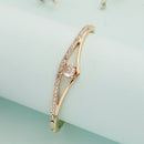 Gold Plated Classic White Cubic Zirconia Studded Cuff Bracelet