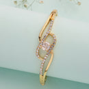 Gold Plated Classic White Cubic Zirconia Studded Cuff Bracelet