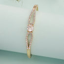 Gold Plated Classic White Cubic Zirconia Studded Cuff Bracelet