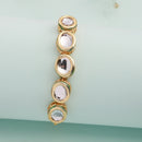 Traditional Gold Plated Oval Shaped Kundan Studded Wraparound Bracelet
