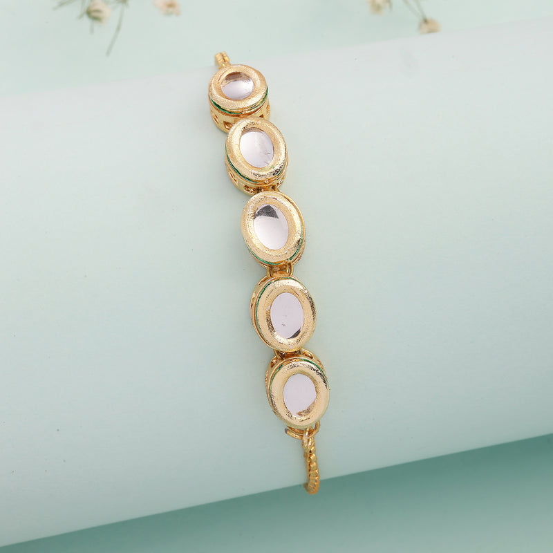 Traditional Gold Plated Kundan Studded Wraparound Bracelet
