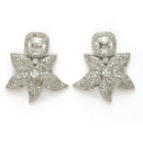 Rhodium Plated Silver Toned Floral Shaped White American Diamond Studded Jewellery Set