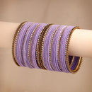Zeneme Gold-Plated Matte Finish Violet Velvet Cz Studded Bangles Set Of 36
