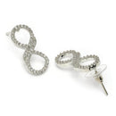 Rhodium Plated Silver Toned Infinity Shaped White American Diamond Studded Necklace With Earrings Jewellery