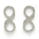 Rhodium Plated Silver Toned Infinity Shaped White American Diamond Studded Necklace With Earrings Jewellery
