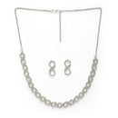 Rhodium Plated Silver Toned Infinity Shaped White American Diamond Studded Necklace With Earrings Jewellery