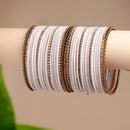 Zeneme Gold-Plated Matte Finish Lavender Velvet Cz Studded Bangles Set Of 36