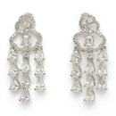 Rhodium Plated Silver Toned Floral White American Diamond Studded Jewellery Set