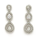 Rhodium Plated Silver Toned Teardrop Shaped White American Diamond Studded Jewellery Set