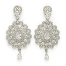 Rhodium Plated Silver Toned Ornate Shaped White American Diamond Studded Jewellery Set