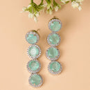 Rhodium Plated Silver Toned with Ocean Blue American Diamonds Dangler earrings