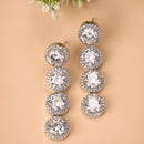 Rhodium Plated Silver Toned with White American Diamonds Dangler earrings