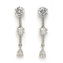 Rhodium Plated Silver Toned Circle Shaped White American Diamond Studded Jewellery Set