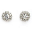 Rhodium Plated Silver Toned White American Diamond Studded Multi Layered Necklace With Earrings Jewellery Set