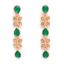 Rose Gold Plated Butterfly Shaped Green Cubic Zirconia Studded Jewellery Set