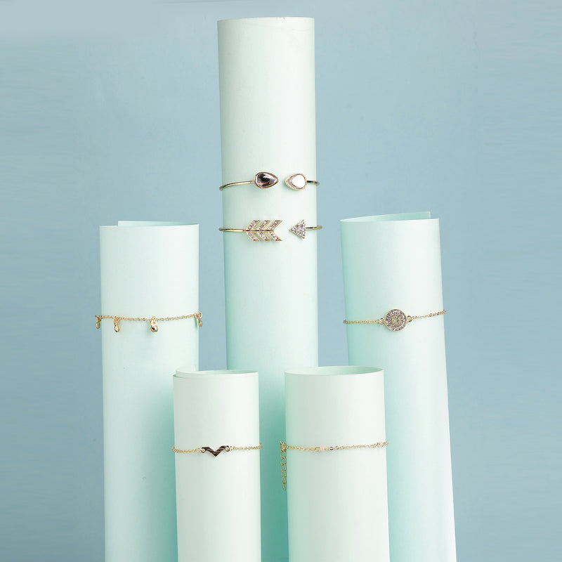 Latest Stylish Multilayer Gold Plated Cuff Bracelet Combo Set