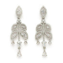 Rhodium Plated Silver Toned White American Diamond Studded Jewellery Set