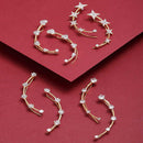 Gold Plated Elegant Star & Pearl Ear Climber Ear Cuffs