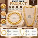 Gold Plated Bold Gold Cuban Link Chain & Bracelet Set for Men & Boys